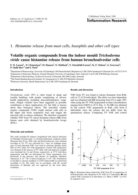 (PDF) Volatile organic compounds from the indoor mould Trichoderma viride cause histamin release ...