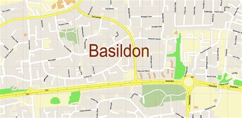 Basildon UK Map Vector City Plan High Detailed Street Map editable ...