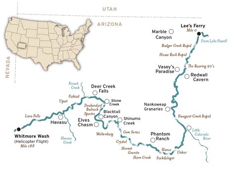 Grand Canyon River Map - Mile 0 to 188