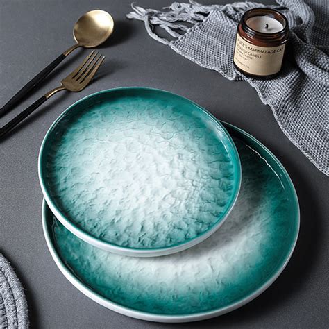 Nordic Ceramic Steak Plate - Blue - Green - 2 Sizes - ApolloBox