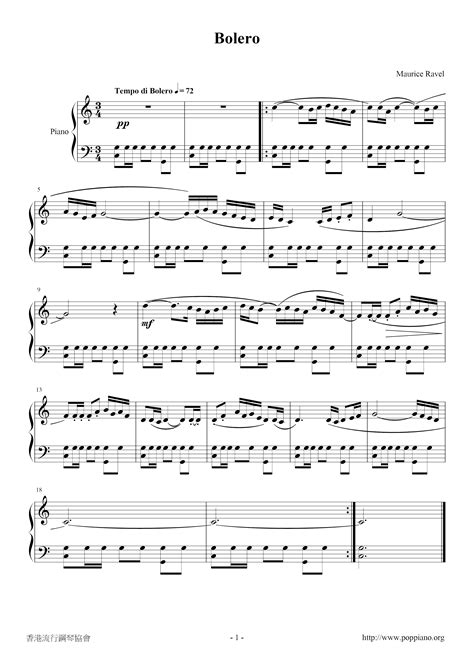 Bolero | Sheet Music | Piano Score Free PDF Download | HK Pop Piano Academy