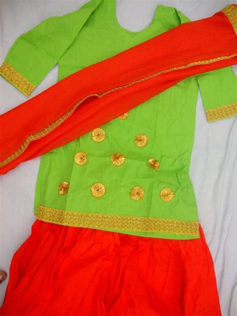 Orange green custom made GIDDHA Costume outfit dance dress - muteyaar.com