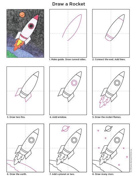 Easy How to Draw a Rocket Tutorial and Rocket Coloring Page | Drawing ...