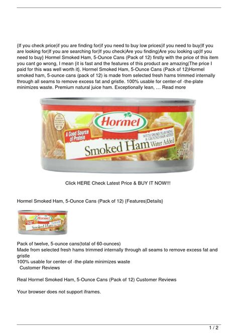 Hormel Smoked Ham, 5-Ounce Cans (Pack of 12) Review by Le Trung Nghia - Issuu