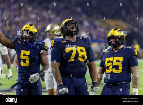 Michigan Wolverines defensive lineman Kenneth Grant (78) celebrates a sack during the 2024 ...