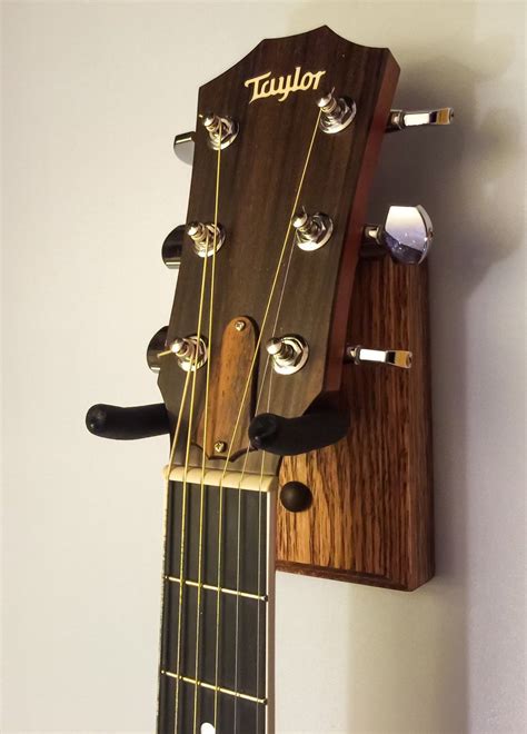 Wooden Guitar Wall Hanger - Oak with a English Chestnut Finish | Guitar wall hanger, Guitar wall ...