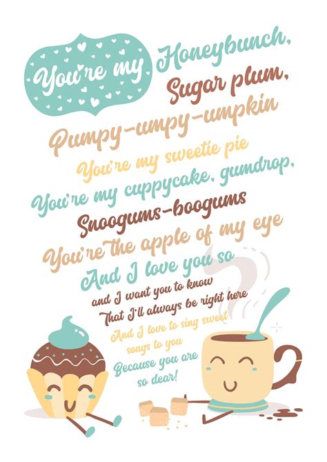 Cuppy Cake Song Lyrics Printable Poster A3 A4 A5 Green | Etsy