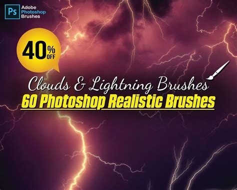 60 Clouds and Lightning Brushes, Photoshop Overlays, Digital Brushes ...