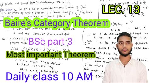 Baires category Theorem | State and prove Baire's Category Theorem | Topology LEC 13 | DBG - YouTube