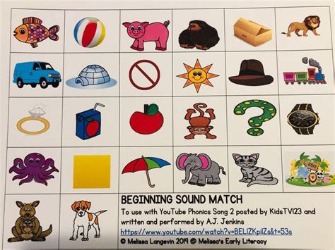 Beginning Sound Match to use with Phonics 2 Song on YouTube | Phonics, Phonics song, Alphabet songs