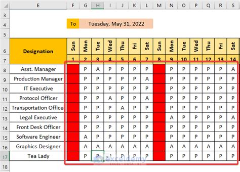 Attendance Sheet Excel Template