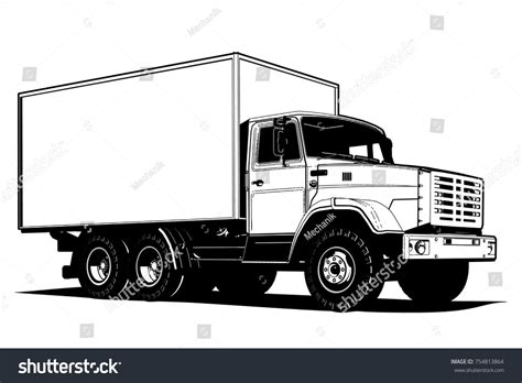 Vector Truck Outline Template Isolated On Stock Vector (Royalty Free) 754813864 | Shutterstock