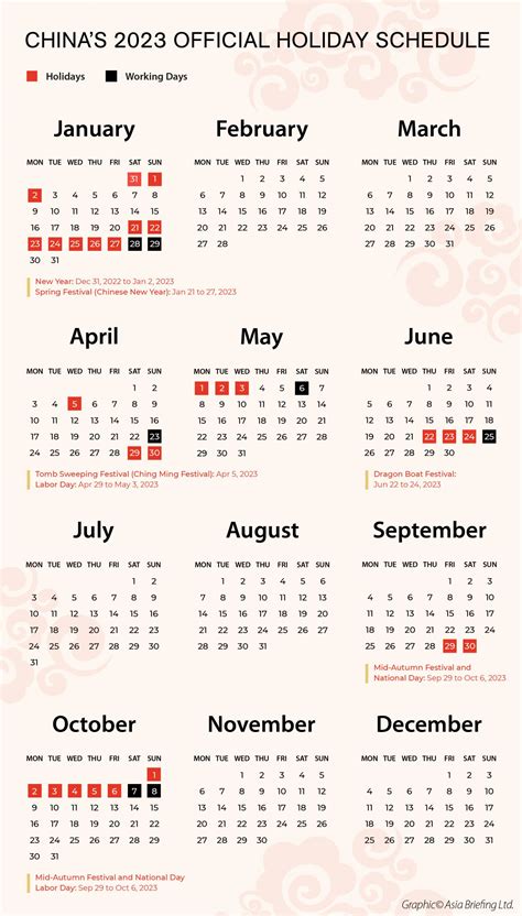 China National Holidays 2023 and Schedule of Adjusted Working Days