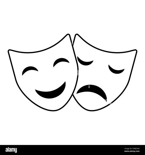 Set of Theater face mask icon, emotion actor comedy and drama symbol ...