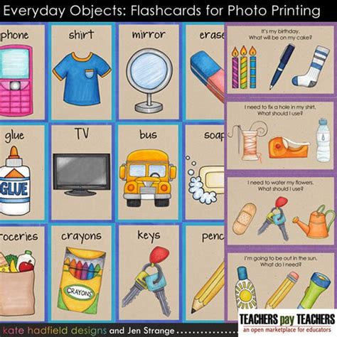 Everyday Objects flashcards for Speech and ELL (designed for Photo Printing) | Flashcards ...