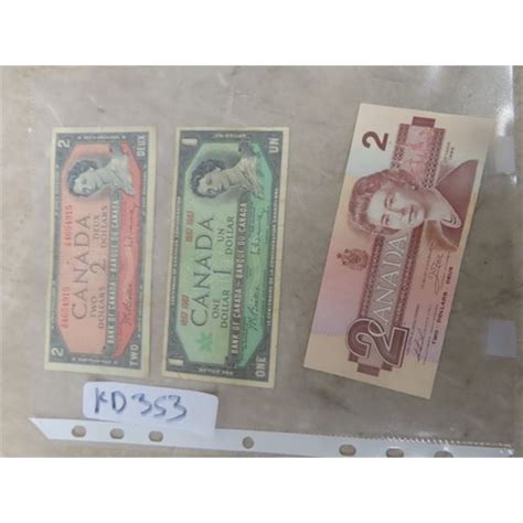 3 Canadian Dollar Bills; $1 1967, $2 1986, 2$ 1954 - McSherry Auction ...