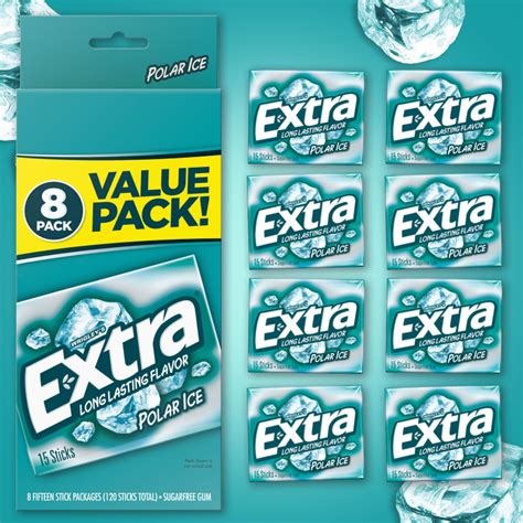 EXTRA Polar Ice Sugarfree Chewing Gum, Value Pack (8 Packs) | EXTRA®