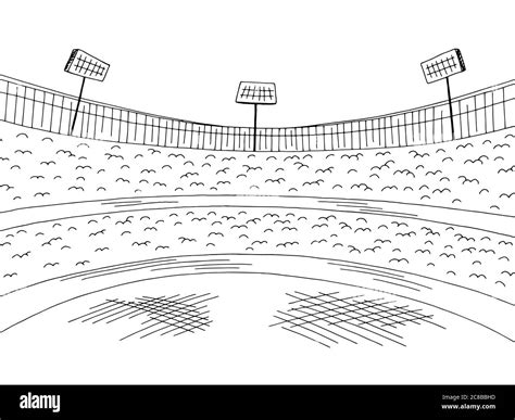 Motif sportif de stade noir blanc croquis vecteur d'illustration Image Vectorielle Stock - Alamy