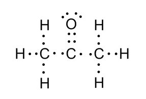 The formula for acetone is CH3COCH3. In acetone, the second carbon atom is bonded to the oxygen ...