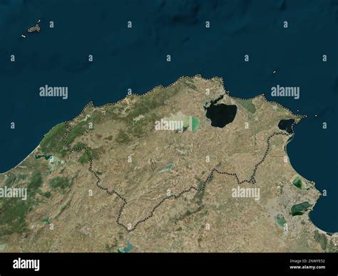 Bizerte, governorate of Tunisia. High resolution satellite map Stock ...