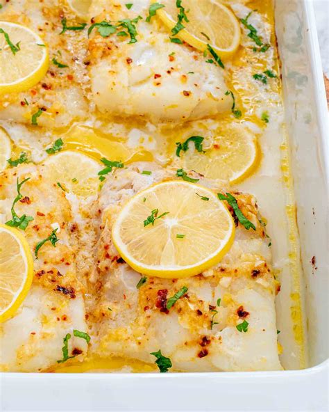 Baked Ling Cod With Lemon Garlic Butter Sauce