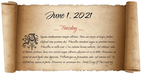 What Day Of The Week Was June 1, 2021?