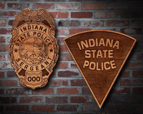 Wooden Indiana State Police Badge or Patch Plaque