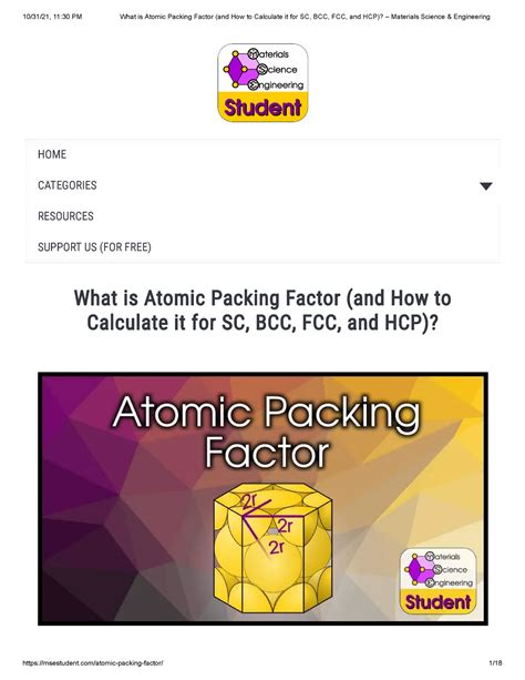 What is Atomic Packing Factor (and How to Calculate it for SC, BCC, FCC, and HCP) - What is ...