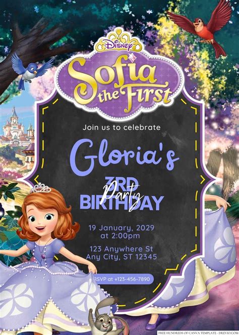 Free Editable Sofia the First Birthday Invitation | Download Hundreds ...