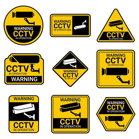 Free Vector | Set with cctv camera signs