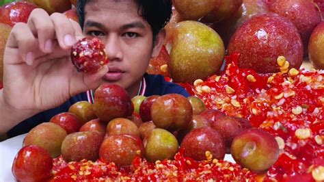 Plum Fruit With Spicy chili salt | MUKBANG EATING - YouTube