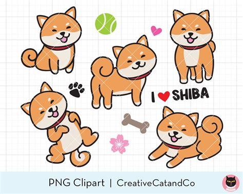 Shiba Inu Dogs Clipart Cute Shiba Dog With Paw Print Tennis | Etsy ...