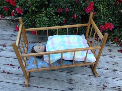 Vintage Doll Cradle Wood Cass Company Baby Doll Rocking Cradle