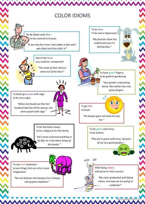 Colour Idioms: Français FLE fiches pedagogiques pdf & doc