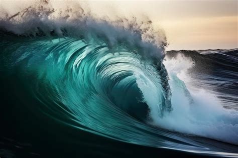 Premium AI Image | Extreme close up of thrashing emerald ocean waves