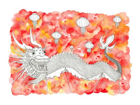 The Chinese Dragon Watercolor | Fine Art Print | The Quiet Place Art