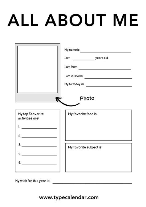 Worksheets PDF All About Me Template PDF Free Facebook, 52% OFF