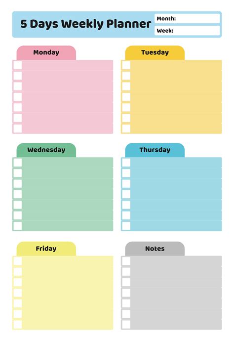 Monday To Friday Calendar Template