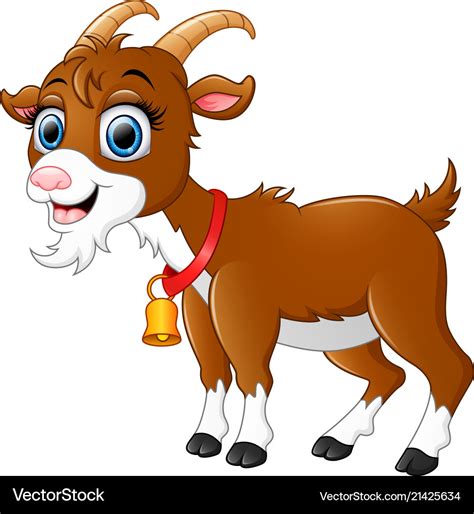 Cute brown goat cartoon Royalty Free Vector Image