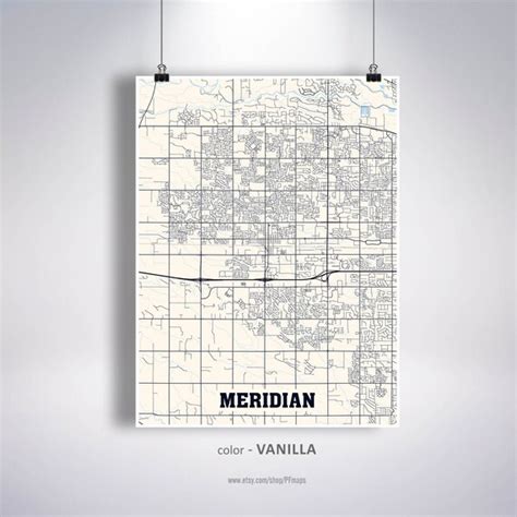 Meridian Map Print Meridian City Map Idaho ID USA Map | Etsy