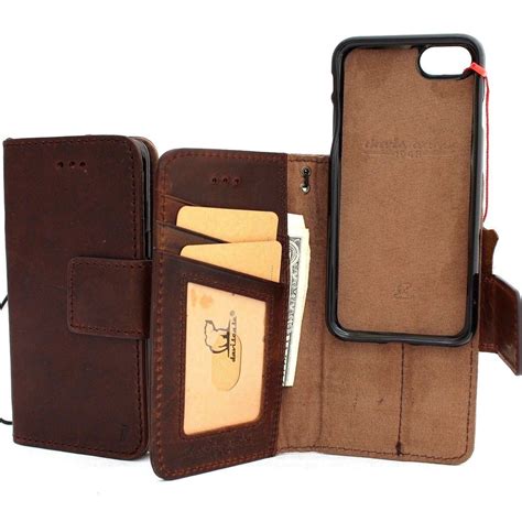 Genuine Dark Soft Leather Case for iPhone SE 2 2020 Cover Book Wallet ...