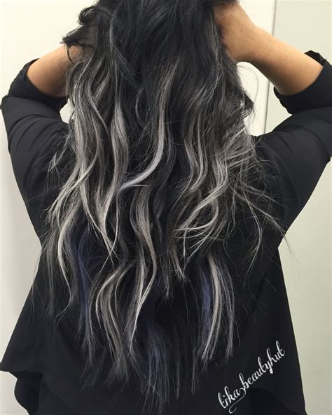 Black/Silver balayage #hair #silverhair @tika.beautyhut #guytang #black ...