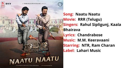 Naatu Naatu | Lyrics with English Translation | RRR | NTR | Ram Charan | MM Keeravaani |SS ...