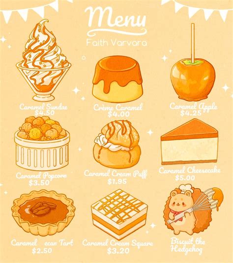 Caramel menu with Biscuit the Hedgehog! I loooove caramel so much. My ...