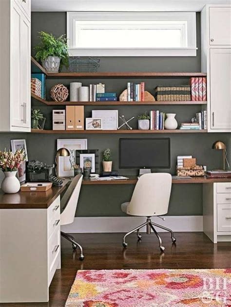 30 Inspiring Double Desk Home Office Design Ideas - MAGZHOUSE