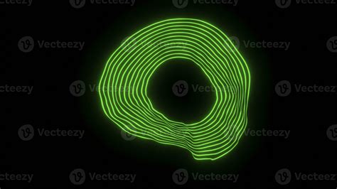 Black background with green circle pattern. Design. Neon lines creating ...