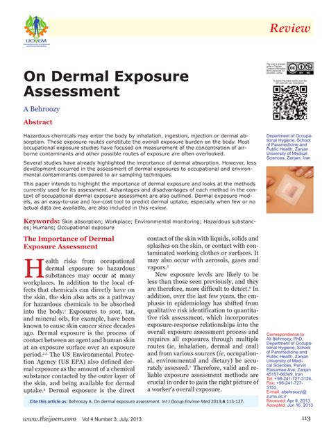 (PDF) On Dermal Exposure Assessment