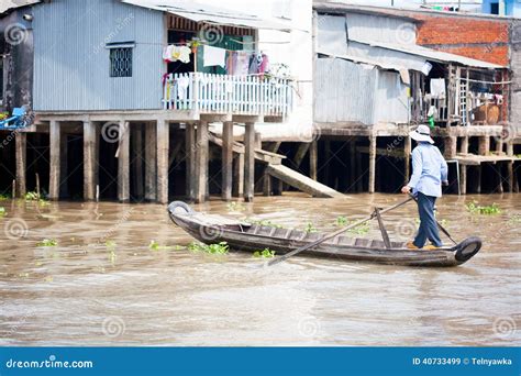 VIETNAM - JAN 28: Boats at Floating Market on Jan 28, 2014.fam Editorial Stock Image - Image of ...