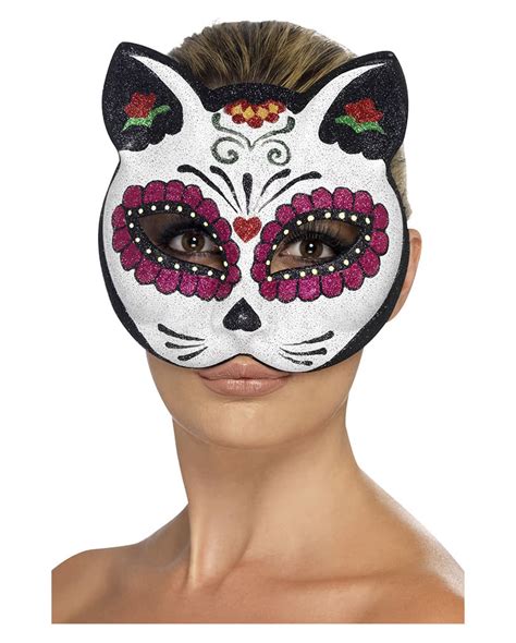 Sugar Skull Cat Mask | Dia de los Muertos | horror-shop.com