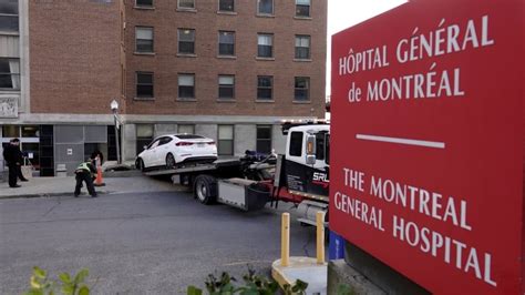 3 injured after car runs off road at Montreal General Hospital | CBC News